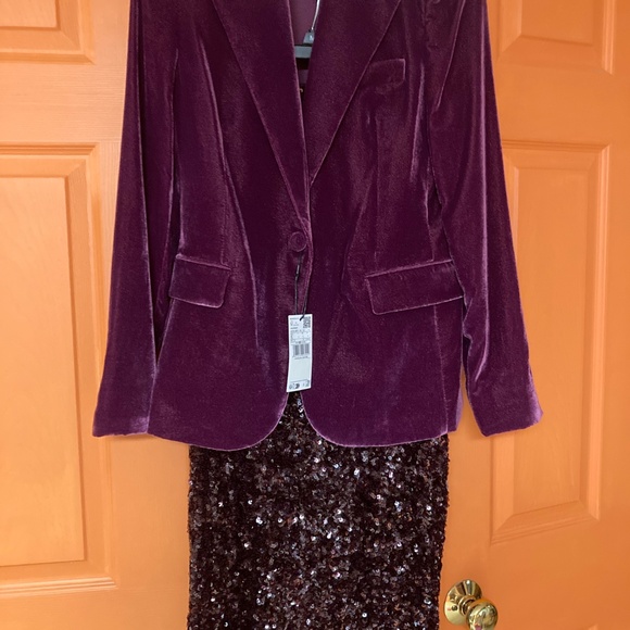 NWT Mango Structured Velvet Burgundy Blazer Sz S - Picture 4 of 4